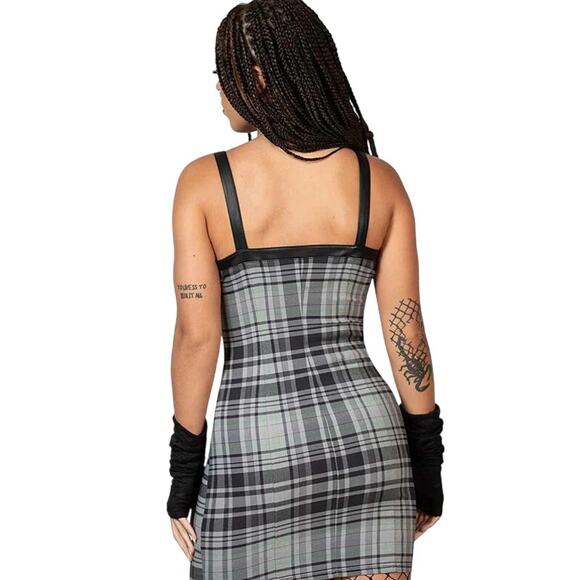 Killstar Bury Me Plaid Full Zip Bodycon Dress XL NWOT - Picture 3 of 16